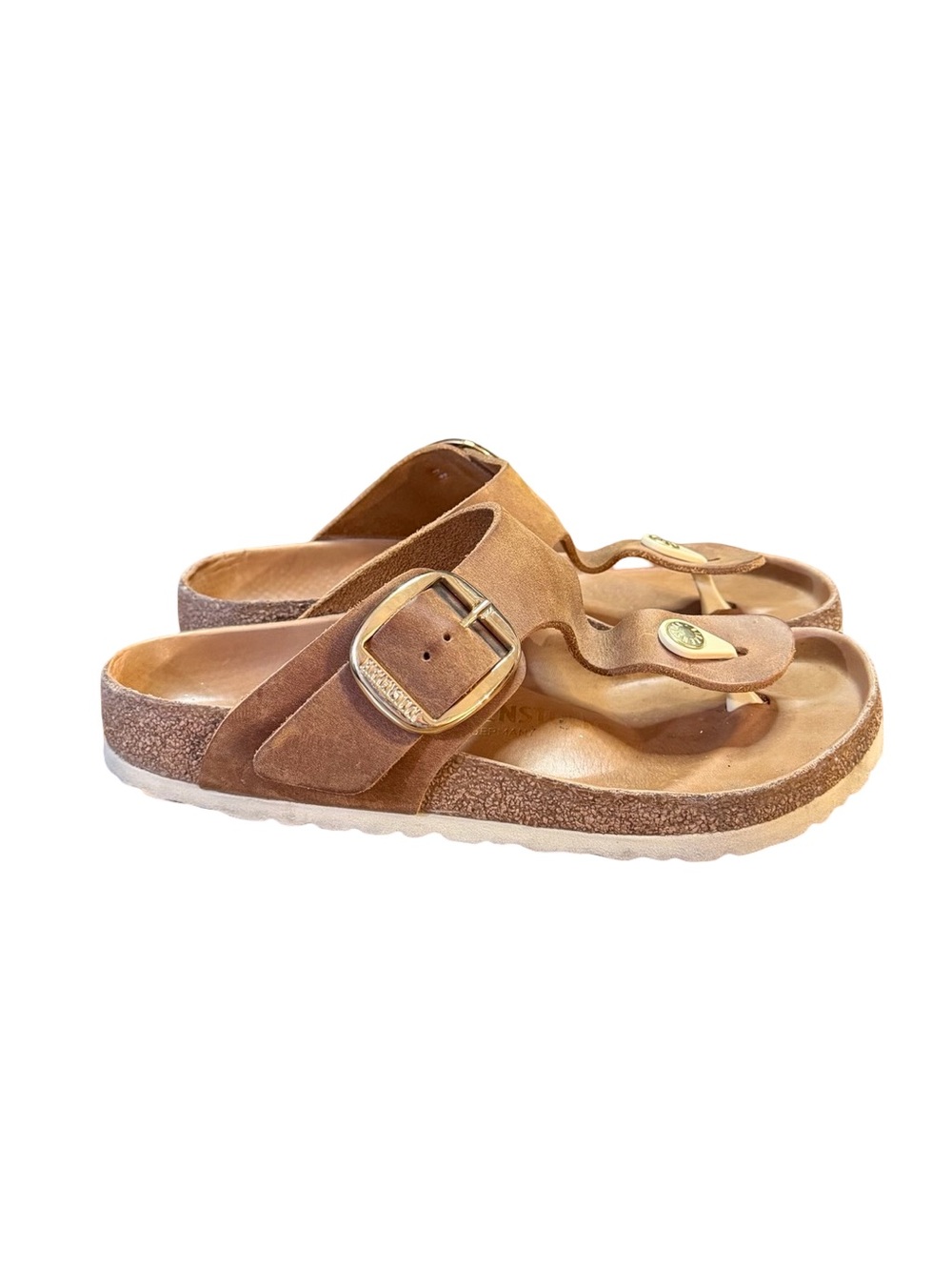 Birkenstock Gizeh Big Buckle Sandals Cognac Oiled Leather Women’s Size 6